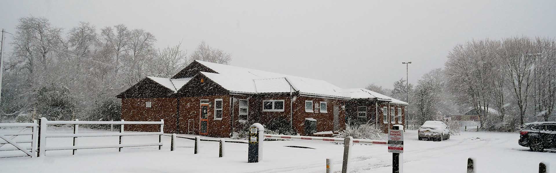 Village hall in the snow. Credit: Steve Barrett