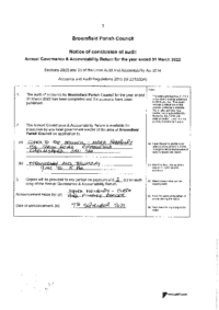 Notice of Conclusion of audit