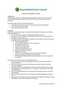 Subject Access Request procedure 2026 (ongoing)